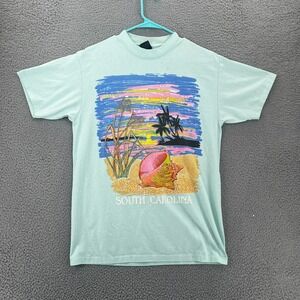 Vintage 90s South Carolina Beach Print Tees Adult Large Single Stitch READ